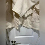 Isaac Mizrahi  Cream Stretch Cotton Eyelet Embroidered Trim Open Cardigan Size XL Photo 2