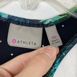 Athleta Green & Black Palm Frond Print Mesh Back Racerback Tank Top Photo 3