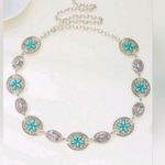Turquoise Silver Color Vintage Carved Flower Style, Waist Chain Belt Photo 4