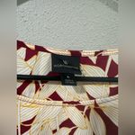 Worthington  Maroon and Cream Leaf Print Cold Shoulder Blouse Photo 1