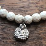NWT Chavez for Charity Beaded Bracelet with Buddha Charm White Photo 1