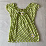 Ella Moss Green & White Striped Floral Embroidered Top 🧚 Photo 0