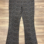 DG2 Diane Gilman Leopard Print Flared Stretch Pants Size Large Black Photo 0