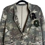 Baci Womens Floral Camo Jacket Blazer Y2K Steampunk Military Size Medium Green Photo 1