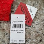 C.D. Petites Long Sleeve Boatneck Sweater Red With Metallic Gold Embellishments Size undefined Photo 4