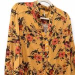 Free People Tiered Boho Floral Tunic Blouse size XS mustard yellow Photo 1