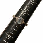 Aquamarine & Diamond Ring 10K White Gold Size 6.75 Photo 5