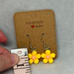 Handmade Yellow and Pink Flower Earrings Photo 3