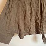 Dress Forum NWT  Olive Green Short Sleeve Front Tie Cropped Short Sleeve Top | S Photo 6