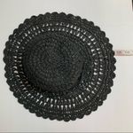 Vintage 100% paper lightweight black crochet floppy hat Photo 7