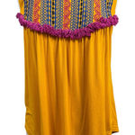 Hannah Size Large Mustard Yellow Sleeveless Tassel Boho Top Photo 0