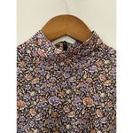 Rebecca Taylor  Modal Wool Mock Neck Floral Top Lavish Garden Purple EUC Large Photo 4