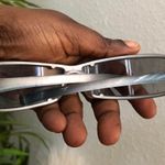 Unisex Retro Futuristic Rectangular Wraparound Rimless Sunglasses Silver Grey Clear Vintage 90 w/ screw metal accents sporty streetwear #goth #grunge Photo 4