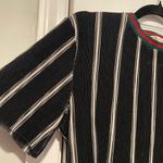 Gypsies & Moondust  Size S Black Striped Ribbed Stretch Short Sleeve Crop Top Photo 1