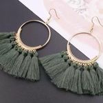 Brand new Olive Green Boho Hoops Earrings Photo 0