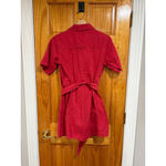 Banana Republic  Petite Pink Red Button Front Shirt Dress Belted Linen Blend Photo 3