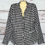 Alloy Apparel NWT Size XL Black & White Houndstooth Tweed Fringe Jacket Blazer Photo 0