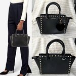 Michael Kors MK gold studded black handbag with heart keychain 🖤 Photo 1