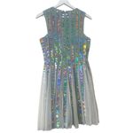 ASOS Silver Holographic Sleeveless Fit & Flare Party Dress Size 6 Photo 6