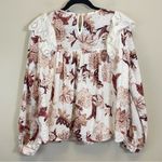 En Saison White Floral Lace Ruffle Long Sleeve Blouse Size Small‎ Photo 9