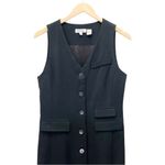 Depèche Mode Black Wool Button Front Maxi Vest Dress Size 4 Made In USA VTG 80s Photo 3