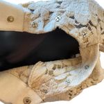 Vintage Iceberg Made in Italy Lace Half Sleeve Suede Snap Collared Top NWT Tan Size M Photo 7