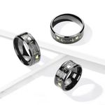 Gold Heart Beat Inlaid Center Black 316L Stainless Steel Band 8mm width size 6 Photo 1