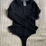 Gymshark  Black Scoop neck Waffle Open Back Bodysuit Size Small Photo 0