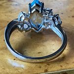 Genuine Sky Blue Topaz Rainbow Moonstone Sterling Silver Ring Size 8.75 Photo 4