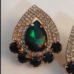 Emerald Green Crystal Teardrop Glam Earrings Photo 2