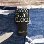 Clara Sun Woo Blue White Floral Leaves Keyhole Boat Neck 3/4 Sleeve Sharkbite L Size L Photo 6