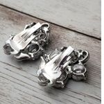 Vintage Clip On Earrings Silver Tone Bunch of Grapes Statement Earrings Photo 2