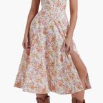 House Of CB Saria Ivory Print Floral Midi Sundress size M Photo 0