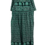 The Vermont Country Store Dress L Nightgown Muumuu 100% Cotton Elephants Pockets Green Size L Photo 0