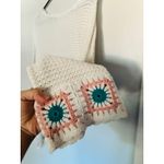 Sincerely Jules White Green Square Granny Knitted Cottagecore Crop Sweater XL Photo 7