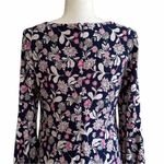 Eliza J  Dress Navy Pink White Floral Bell Sleeve Career Lined Shift Dress Size 6 Photo 6