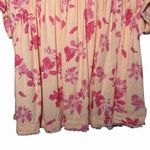 Free People We The Free Moon City Floral Linen Top Peach Pink Ruffle Hem Boho S Oversized Photo 5