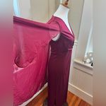 Glamour Nights Burgundy Draped Maxi Dress with Rhinestone Brooch Cape Sleeves 6 Red Photo 4