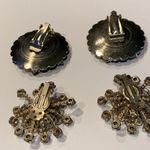 Lot Of 2 Large Statement Vintage Women's Clipon Costume Earrings Rhinestone Gold Photo 3