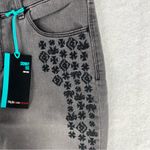 Style & Co . Gray Denim Skinny Jeans Black Embroidery Stretchy NWT Size 4 Photo 2