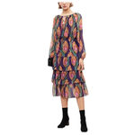 The Kooples The Multicolor Purple Hindu Flower Print Silk Midi Dress Small Photo 2