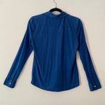 Antonio Melani Blue Button Down Shirt 100% Silk Minimalist Women's size Medium Photo 5