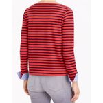 J.Crew Women's Shirt Red Striped Wide Neck Top Chambray Cuff Boat Neck Sz M Photo 3