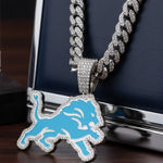 NFL Detroit Lions Necklace Pendant Cuban Chain Link Football Hip Hop Jewelry Photo 0