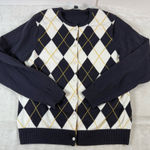 Lands' End  Sweater Womens Medium Argyle Navy White Crew Neck Long Sleeve Academia Photo 0