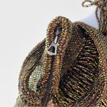 1920’s Antique Copper Bronze Glass Beaded Flapper Purse Clutch Bag W/ Talon Zip Brown Photo 8