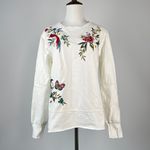 Johnny Was NWOT  Embroidered Floral Butterfly Bird Pullover White Sweatshirt Sz S Photo 1