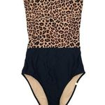 Summersalt The Surf Leopard Print Black One Piece Swimsuit Zip Up Back Size 4 Photo 0