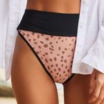 Beach Riot  Leopard High-Waisted Bikini Bottoms Size S Ribbed Photo 0