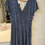 Ruffle Sleeve Crossover Tie Waist Dress Blue Size L Photo 0